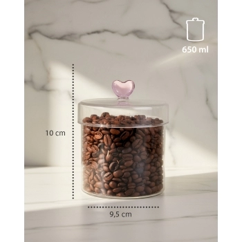 Pote Borossilicato Redondo com Tampa 650ml Coração na Luva com 01
