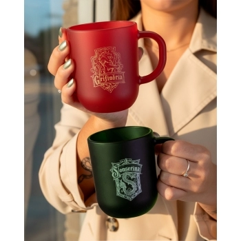 Caneca de Vidro Prime Harry Potter Casas 300ml - Luva Com 2 Unid - Sonserina
