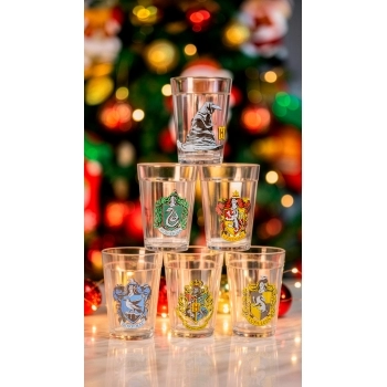 Copo Americano Harry Potter Casas 190ml - Luva Com 6 Unid