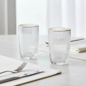 Copo de Vidro Long Drink Laure Filete Dourado 250ml