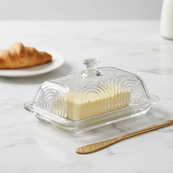 Manteigueira Retangular de Vidro com Tampa Laure 17cm na Luva com 1