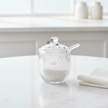 Açucareiro de Vidro com Colher Laure 220ml na luva com 1