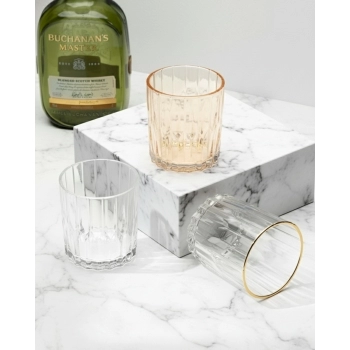 Copo de Vidro Rocks Zaira Gold 340ml