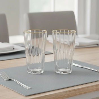 Copo de Vidro Long Drink Zaira Filete Dourado 470ml