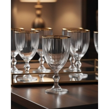 Taça Água de Vidro Filete Dourado Lines 320ml