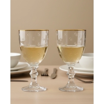 Taça Água de Vidro Filete Dourado Petit 320ml