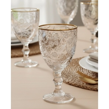 Taça Água de Vidro Filete Dourado Fleur 320ml