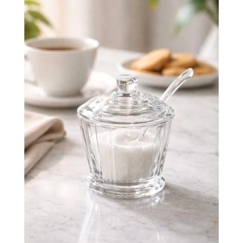 Açucareiro de Vidro com Colher Lines 190ml Luva com 1