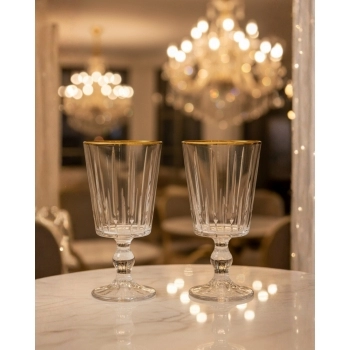 Taça de Vinho de Vidro Filete Dourado Nápoles 330ml