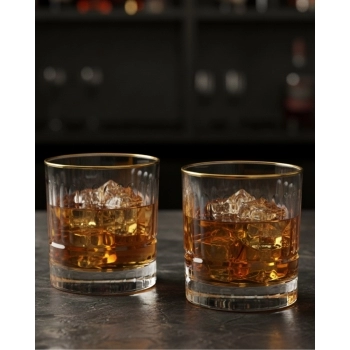 Copo Rocks de Vidro Filete Dourado Gênova 315ml