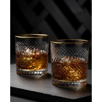 Copo Rocks de Vidro Filete Dourado Bolonha 315ml