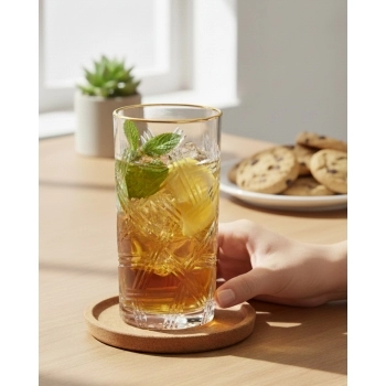 Copo Long Drink de Vidro Filete Dourado Palermo 390ml