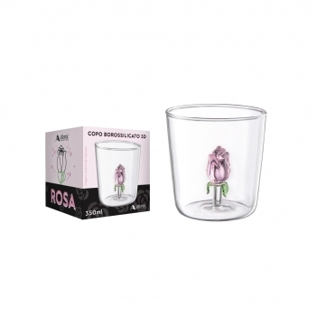 Copo Borossilicato 3D 350ml Luva com 1 - Rosa