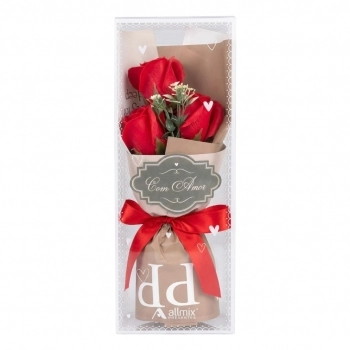 Flor Artificial Buquê Vermelha 27 cm Presente