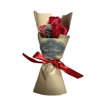 Flor Artificial Buquê Vermelha 27 cm Presente