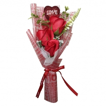 Flor Artificial Buquê Vermelha 30 cm Presente