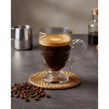 Caneca de Vidro Filete Dourado Empire 200ml