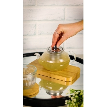 Chaleira de Borossilicato com Infusor e Tampa de Inox – 600ML na Luva