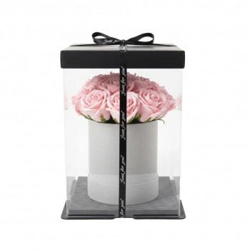 Flor Artificial Buquê 19 cm Rosa com Vaso Presente