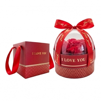 Flor Artificial Buquê 12 cm Coração Cupido Vermelho Presente