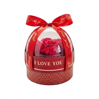 Flor Artificial Buquê 12 cm Coração Cupido Vermelho Presente