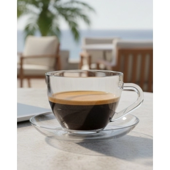 Xícara de Café com Pires de Vidro Liverpool 90ml