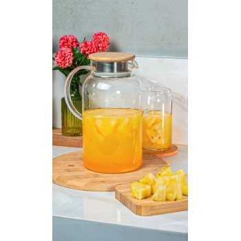 Jarra Borossilicato 1800ml Com Tampa Bambu - Luva com 01