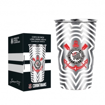 Copo Térmico Inox com Reação Térmica 450 ml Corinthians – Luva com 1