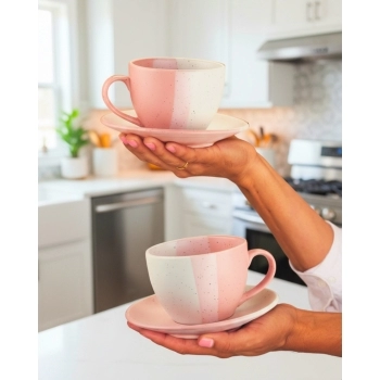 XICARA CERAMICA COM PIRES TERNURA 250ML LUVA COM 02 - ROSA