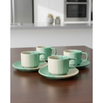 Xícara Cerâmica com Pires Ternura 130 ml Luva C 02 - Verde