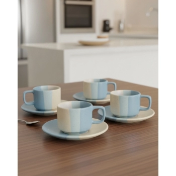 Xícara de Cerâmica com Pires Ternura 130 ml Luva com 02 - Azul