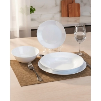 Aparelho de Jantar White de Vidro na Luva com 16 Peças