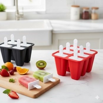 Utensílio Forma para Picolé Silicone 06 Moldes Vermelho