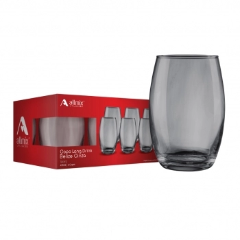 Copo de Vidro Long Drink Belize 470 ml Cinza