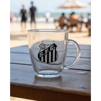 Caneca de Vidro Conica Santos 350ml Luva com 1