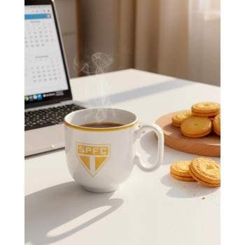 Caneca Porcenlana Forma Branca 350ML Times São Paulo