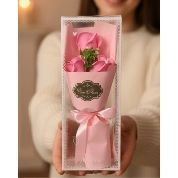 Flor Artificial Buquê Rosa 27 cm Presente