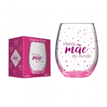Copo de Vidro 480ml Borossilicato “Melhor Mãe do Mundo”