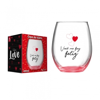 Copo de Vidro Love 480 ml - Feliz