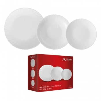 Aparelho de Jantar de Vidro White Bela 12 Peças