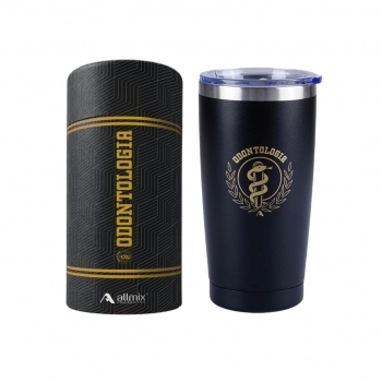 Copo térmico inox long drink com tampa 600 ml Odontologia luva com 1