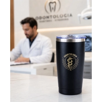 Copo térmico inox long drink com tampa 600 ml Odontologia luva com 1