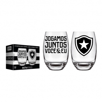 Copo de Vidro Long Drink Belize 470 ml Botafogo - Juntos - Luva com 2