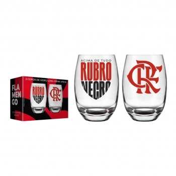 Copo de Vidro Long Drink Belize 470 ml Flamengo Luva com 2 - Rubro
