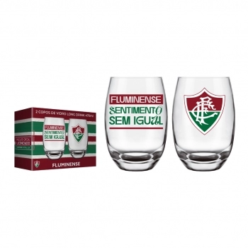Copo de vidro long drink Belize 470 ml Fluminense luva com 2 - Sem Igual