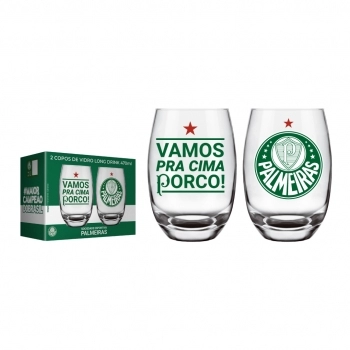 Copo de vidro long drink Belize 470 ml Palmeiras luva com 2 - Pra Cima