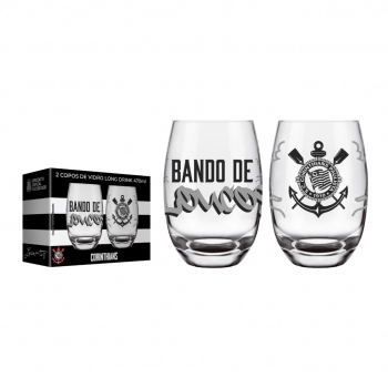 Copo de vidro long drink Belize 470 ml Corinthians luva com 2 - Loucos