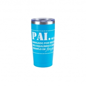 Copo Térmico Inox Long Drink com tampa 600 ml Pai - luva com 1