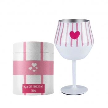 Taça ou Copo Térmico Inox 2 em 1 360 ml Love - luva com 1