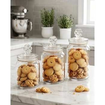 Pote de Vidro Flor 650ml com Tampa Hermética